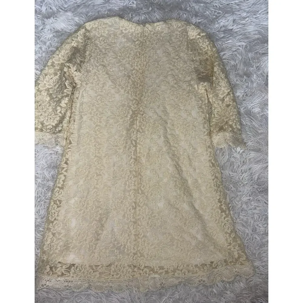 April Girl 150 Lace Ivory 3/4 Sleeved Dress. Delicate, Feminine, So Pretty.